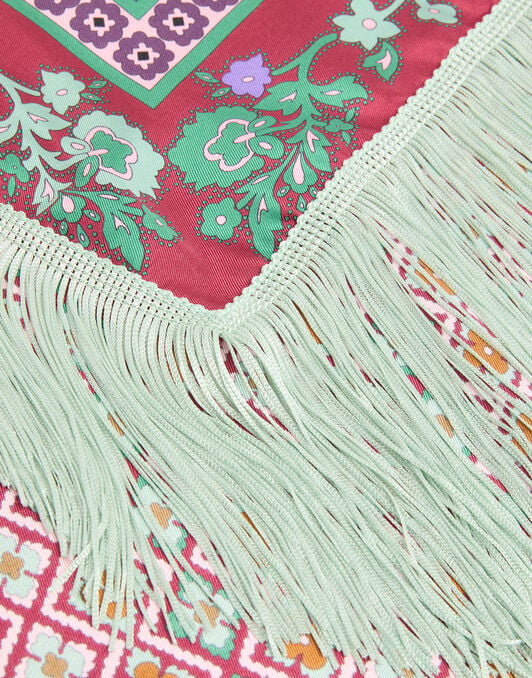 Reversible Fringe Foulard 90 La DoubleJ: Regalia Placée Red Reversible Fringe Foulard 90 La DoubleJ: Regalia Placée Red SCA0073SIL006