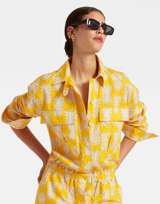 Aviator Jumpsuit La DoubleJ: Pineapple Sunflower Aviator Jumpsuit La DoubleJ: Pineapple Sunflower DRE0489COT039