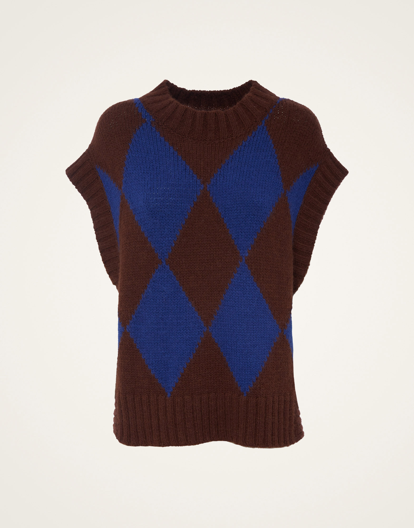 Argyle Gilet La DoubleJ: Bordeaux/Blue Argyle Gilet La DoubleJ: Bordeaux/Blue TOP0077KNI064