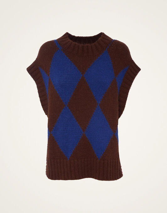 Argyle Gilet La DoubleJ: Bordeaux/Blue Argyle Gilet La DoubleJ: Bordeaux/Blue TOP0077KNI064
