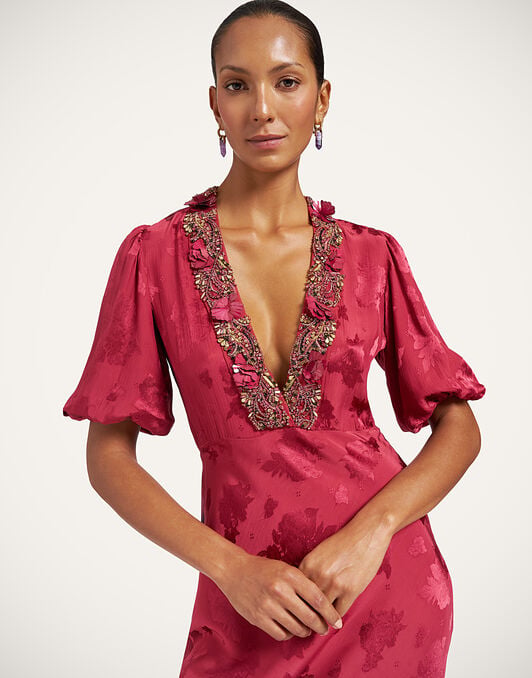 Marlene Dress La DoubleJ: Hibiscus Brick Red Marlene Dress La DoubleJ: Hibiscus Brick Red DRE1204JCQ154