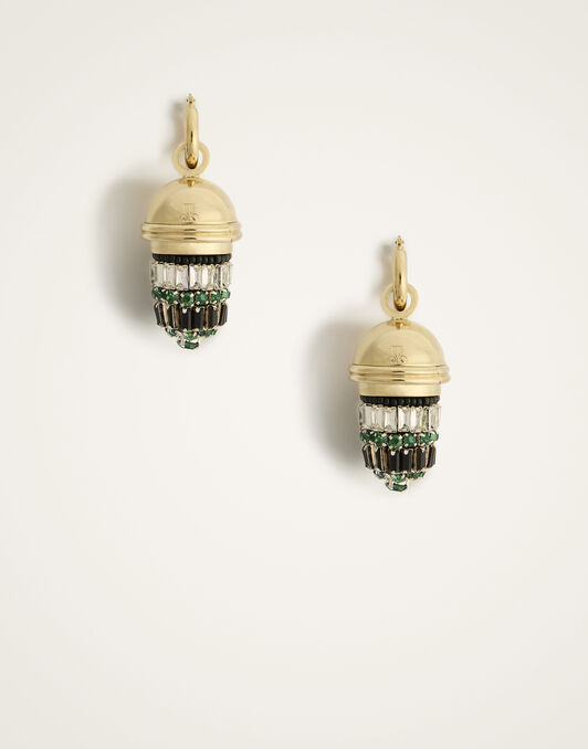 Lantern Earrings La DoubleJ: 24K Gold Plate & Crystal Embroidery Lantern Earrings La DoubleJ: 24K Gold Plate & Crystal Embroidery EAR0066BRA004