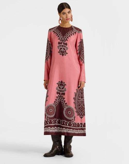 Long Sleeve Swing Dress La DoubleJ: Oltrarno Placée Pink DRE0231SIL006