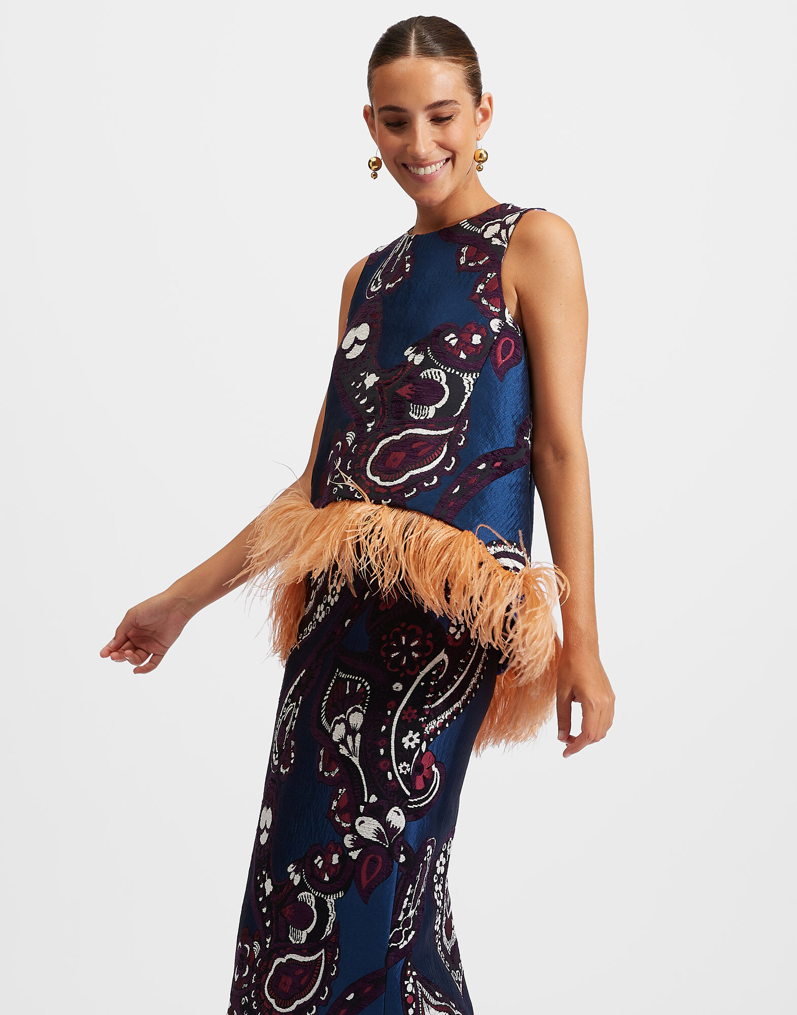 La Scala Top (With Feathers) La DoubleJ: Paisley Blu La Scala Top (With Feathers) La DoubleJ: Paisley Blu TOP0140JCQ088