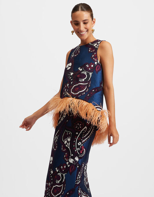 La Scala Top (With Feathers) La DoubleJ: Paisley Blu La Scala Top (With Feathers) La DoubleJ: Paisley Blu TOP0140JCQ088