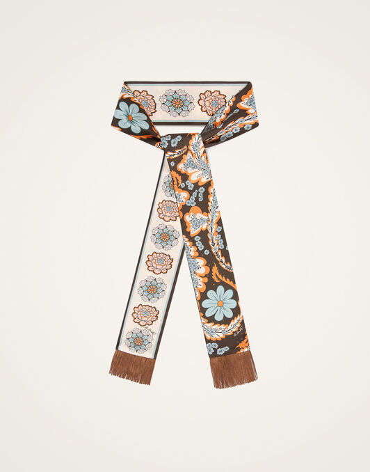 Skinny Scarf La DoubleJ: Chamberlain Placée Chocolate SCA0075SIL006