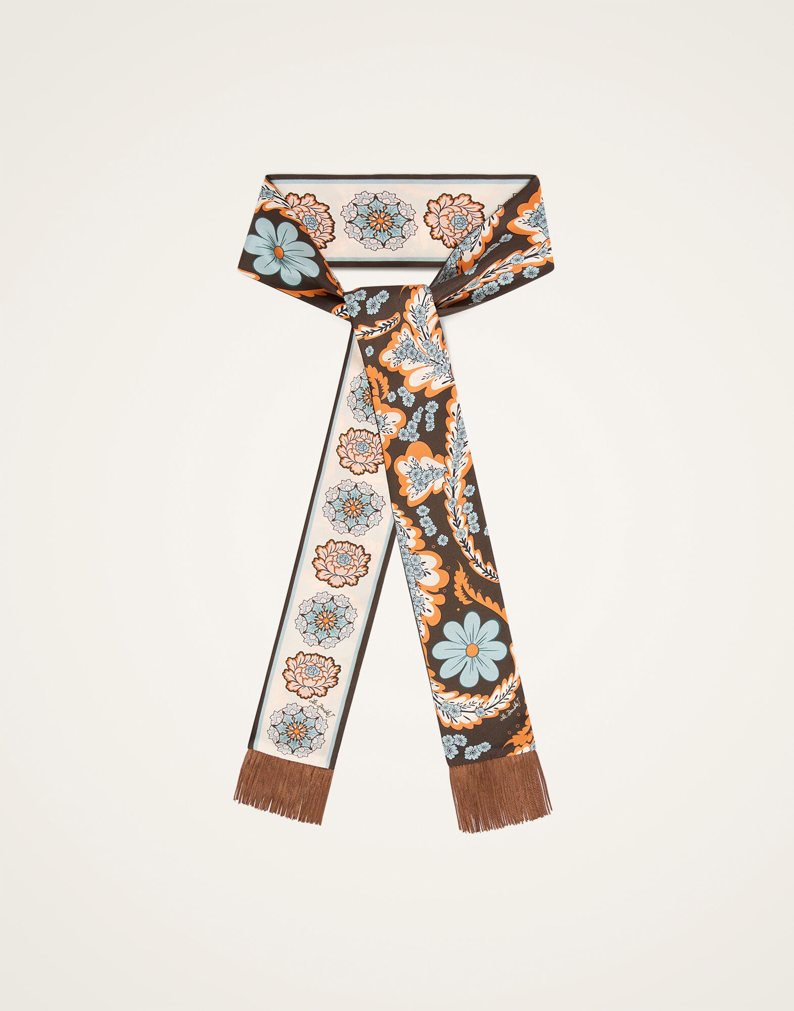 Skinny Scarf La DoubleJ: Chamberlain Placée Chocolate SCA0075SIL006