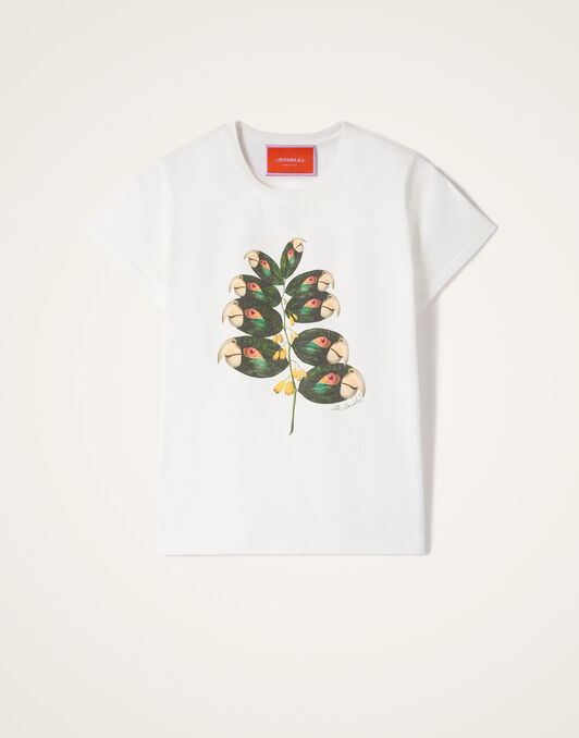 High Tee Shirt La DoubleJ: Parrotstem Ecru High Tee Shirt La DoubleJ: Parrotstem Ecru TSH0069JER079