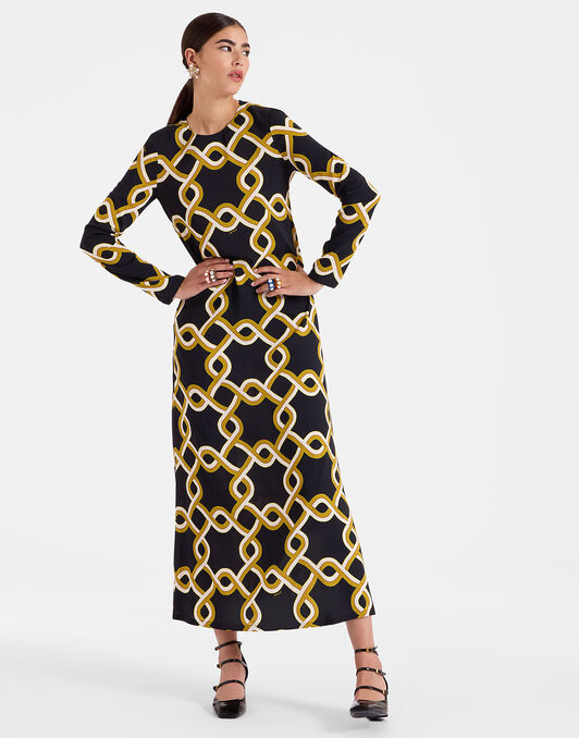 Long Sleeve Swing Dress La DoubleJ: Tackle Black DRE0184VIS001