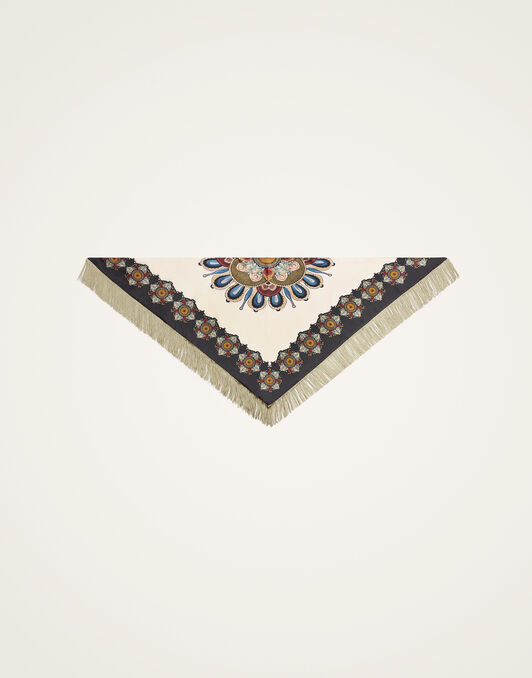Fringe Triangle Scarf La DoubleJ: Nucleus Placée Off White Fringe Triangle Scarf La DoubleJ: Nucleus Placée Off White SCA0076SIL006