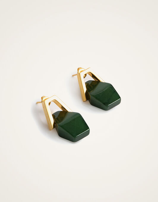 Portal Earrings La DoubleJ: 24k Gold Plate & Green Resin Portal Earrings La DoubleJ: 24k Gold Plate & Green Resin EAR0051POL014