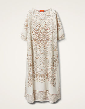 Lacey Muumuu Dress La DoubleJ: Solid White Smoke DRE0632EMB006
