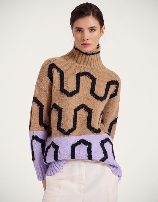 Comber Turtleneck La DoubleJ: Camel & Lilac Comber Turtleneck La DoubleJ: Camel & Lilac PUL0225KNI134