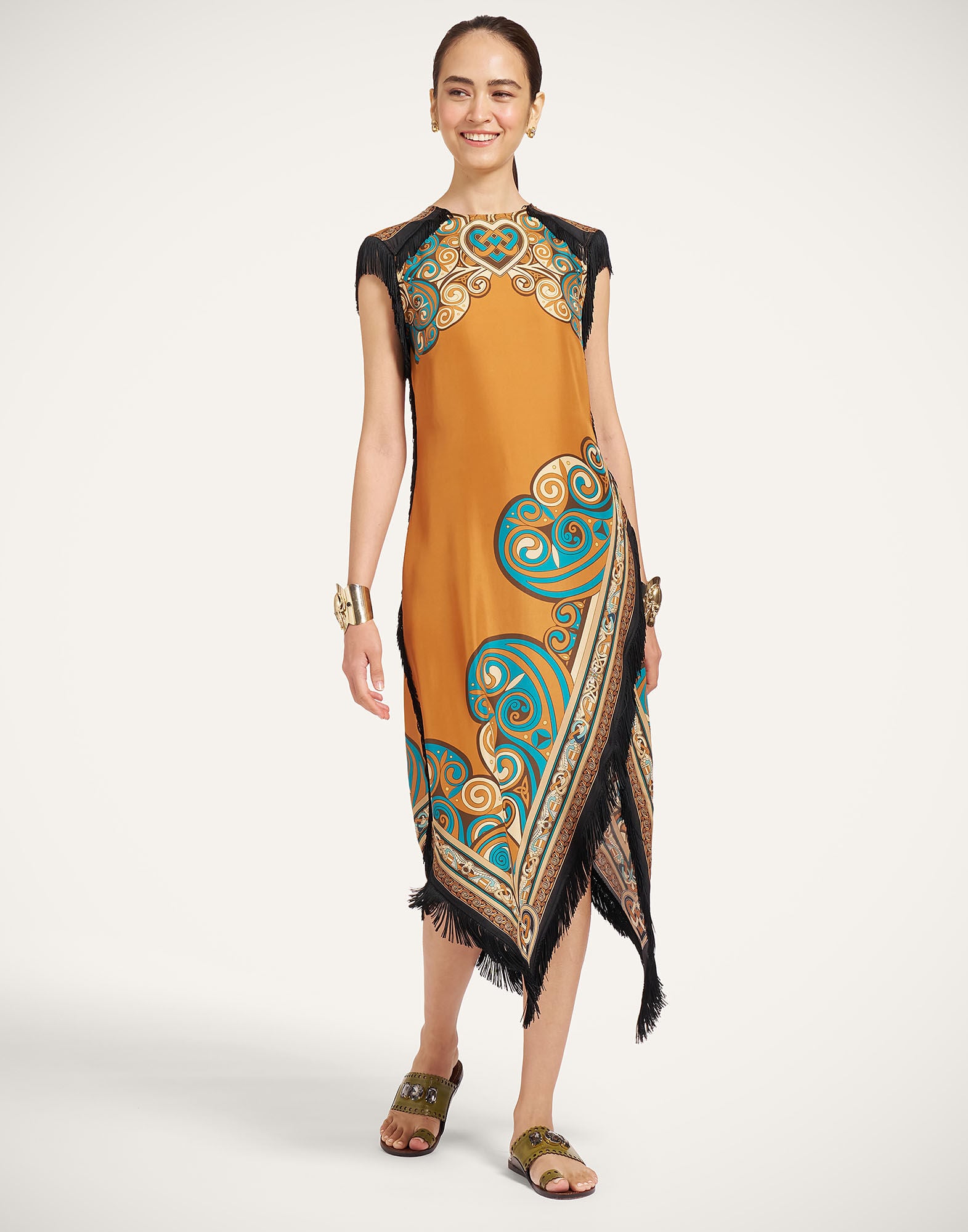 Scarf Dress La DoubleJ: Kells Placée Tobacco Scarf Dress La DoubleJ: Kells Placée Tobacco DRE0964SIL009