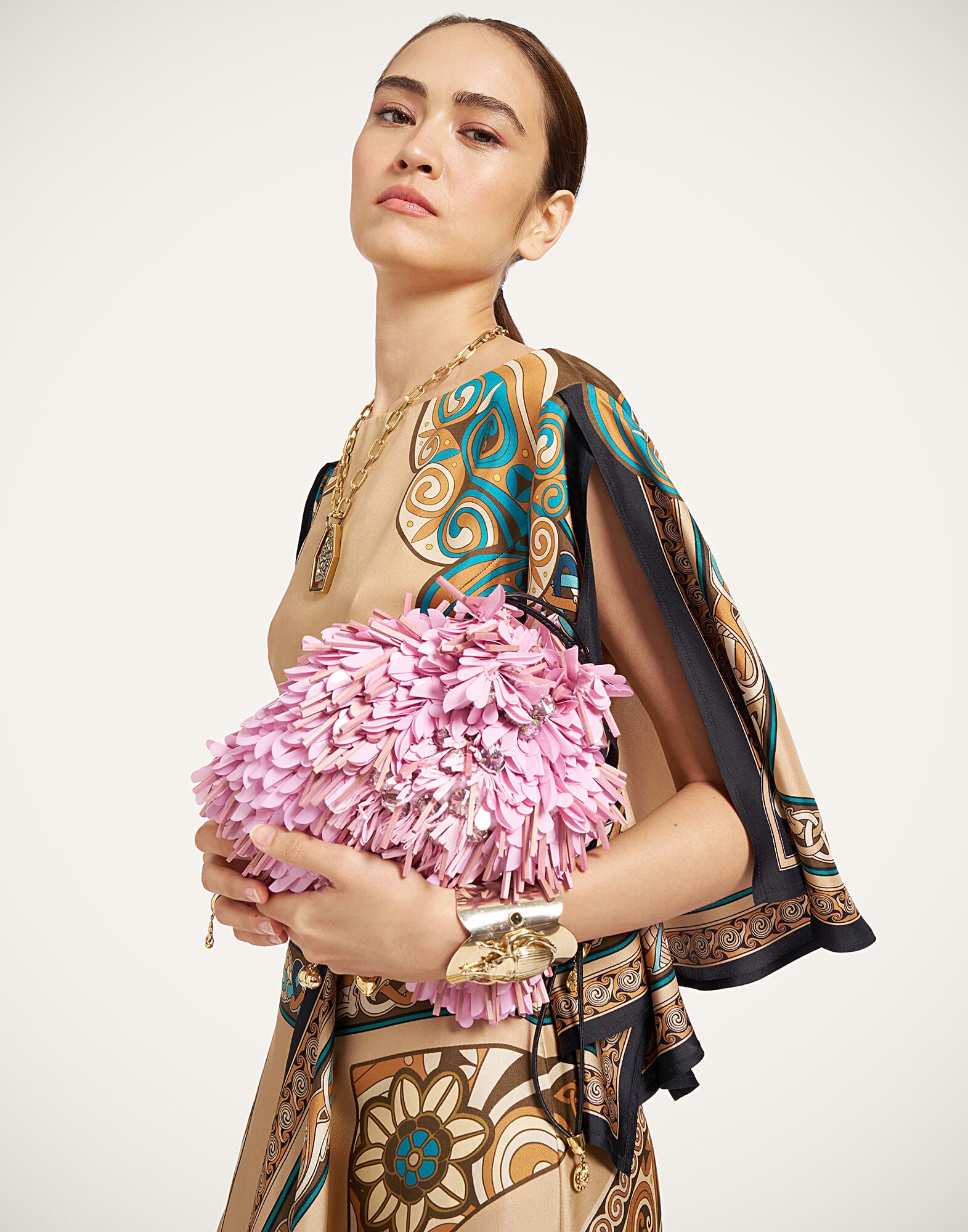 Foulard Dress La DoubleJ: Kells Placée Camel Foulard Dress La DoubleJ: Kells Placée Camel DRE1127SIL029