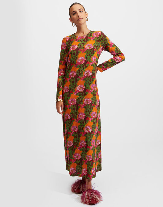 Long Sleeve Swing Dress La DoubleJ: Orange Gerber Long Sleeve Swing Dress La DoubleJ: Orange Gerber DRE0184VIS001