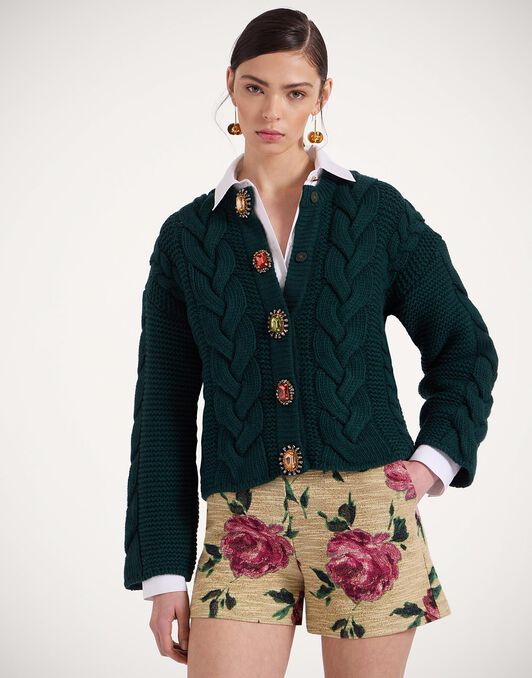 Portrait Cardigan La DoubleJ: Solid Green Portrait Cardigan La DoubleJ: Solid Green PUL0211KNI120