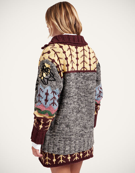 Chalet Cardigan La DoubleJ: Multicolor Grey & Yellow PUL0288KNI166
