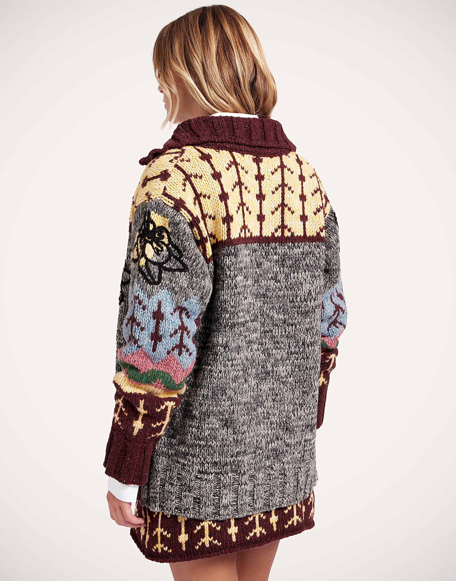 Chalet Cardigan La DoubleJ: Multicolor Grey & Yellow PUL0288KNI166
