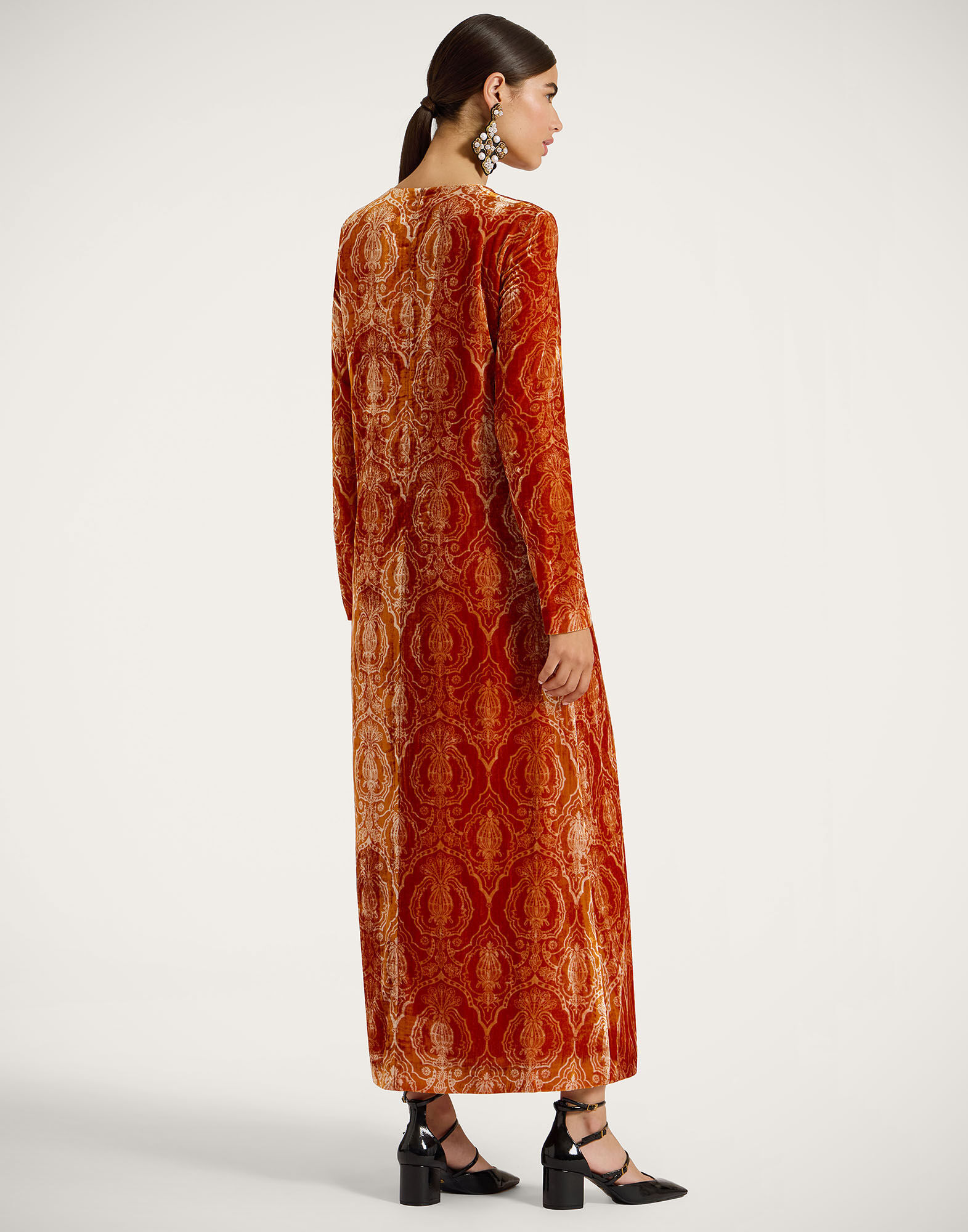 Long Sleeve Swing Dress La DoubleJ: Banquet Orange DRE0184DEV003
