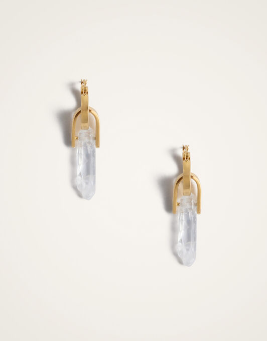 Pillar Earrings La DoubleJ: 24k Gold Plate & Clear Quartz Pillar Earrings La DoubleJ: 24k Gold Plate & Clear Quartz EAR0059BRA003