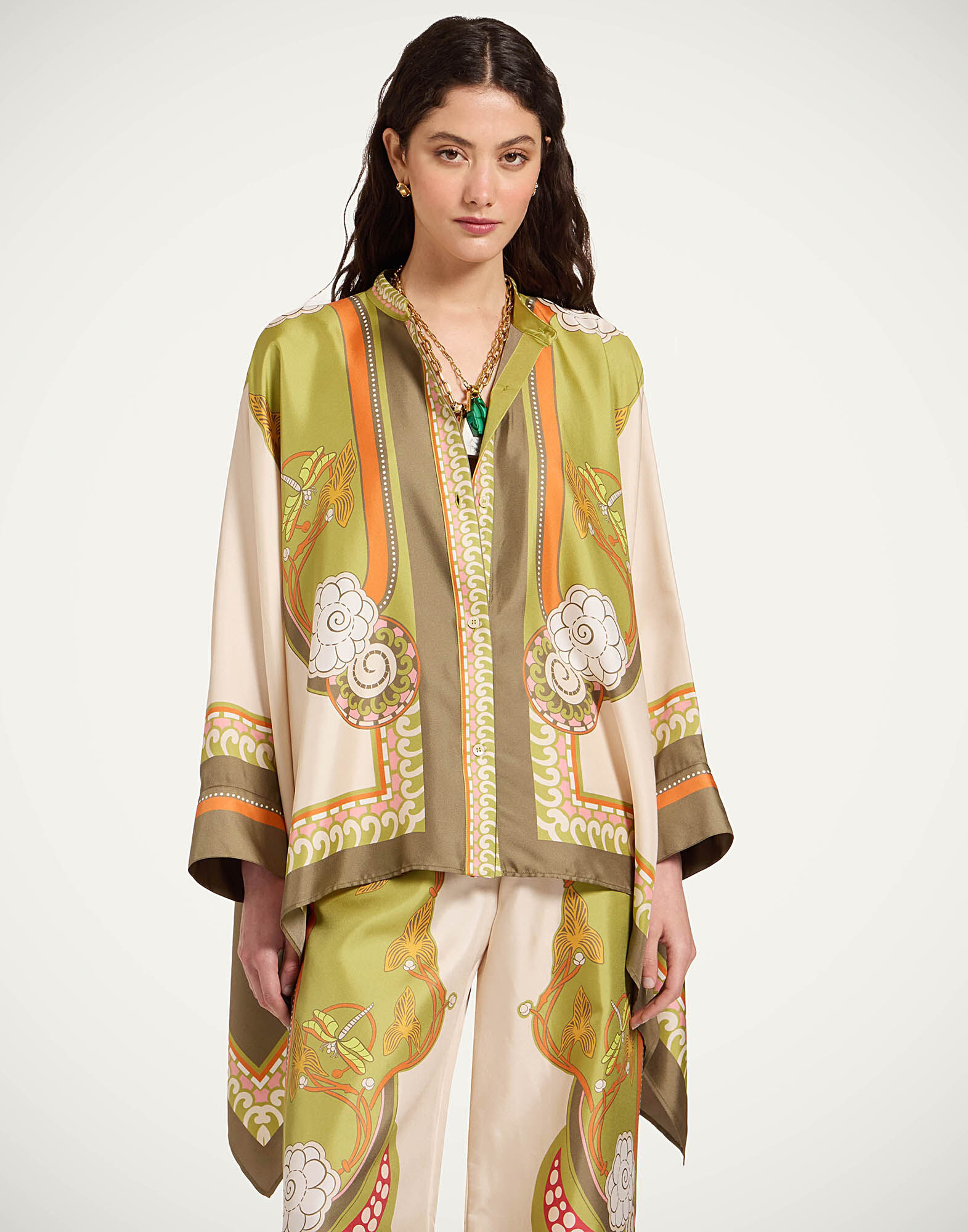 Foulard Shirt La DoubleJ: Ambrosia Placée Ivory Foulard Shirt La DoubleJ: Ambrosia Placée Ivory SHI0059SIL001