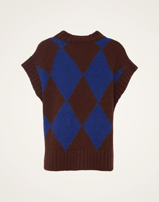 Argyle Gilet La DoubleJ: Bordeaux/Blue Argyle Gilet La DoubleJ: Bordeaux/Blue TOP0077KNI064