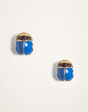 Khepri Studs La DoubleJ: 24K Gold Plate & Blue Enamel EAR0071BRA008