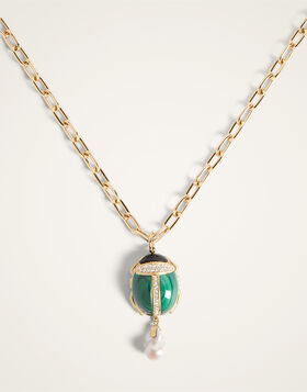 Talismania Necklace La DoubleJ: 24K Gold Plate And Malachite NEC0054BRA003