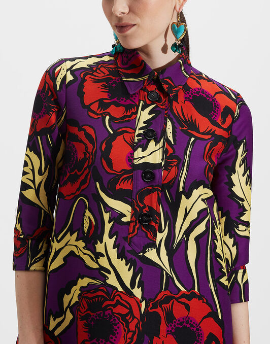 Short Artemis Dress La DoubleJ: Big Blooms Viola Short Artemis Dress LaDoubleJ: Big Blooms Viola DRE0180CAD001