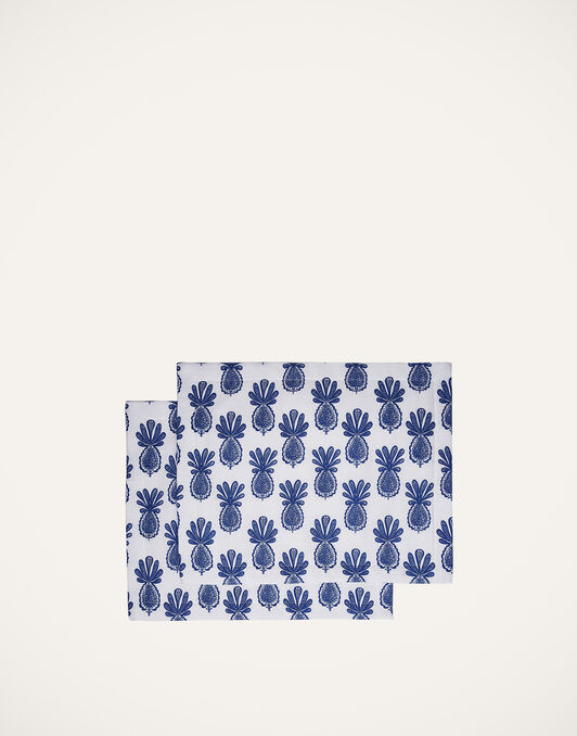 Placemat Set Of 2 La DoubleJ: Pineapple Blu Placemat Set Of 2 La DoubleJ: Pineapple Blu TBM0001LIN005