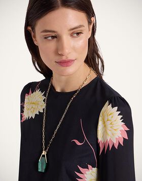 Portal Necklace La DoubleJ: 24k Gold Plate & Malachite NEC0021BRA003