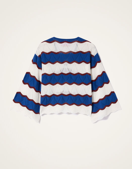 Hang Ten Top La DoubleJ: Color Block Ivory & Blue PUL0334KNI195
