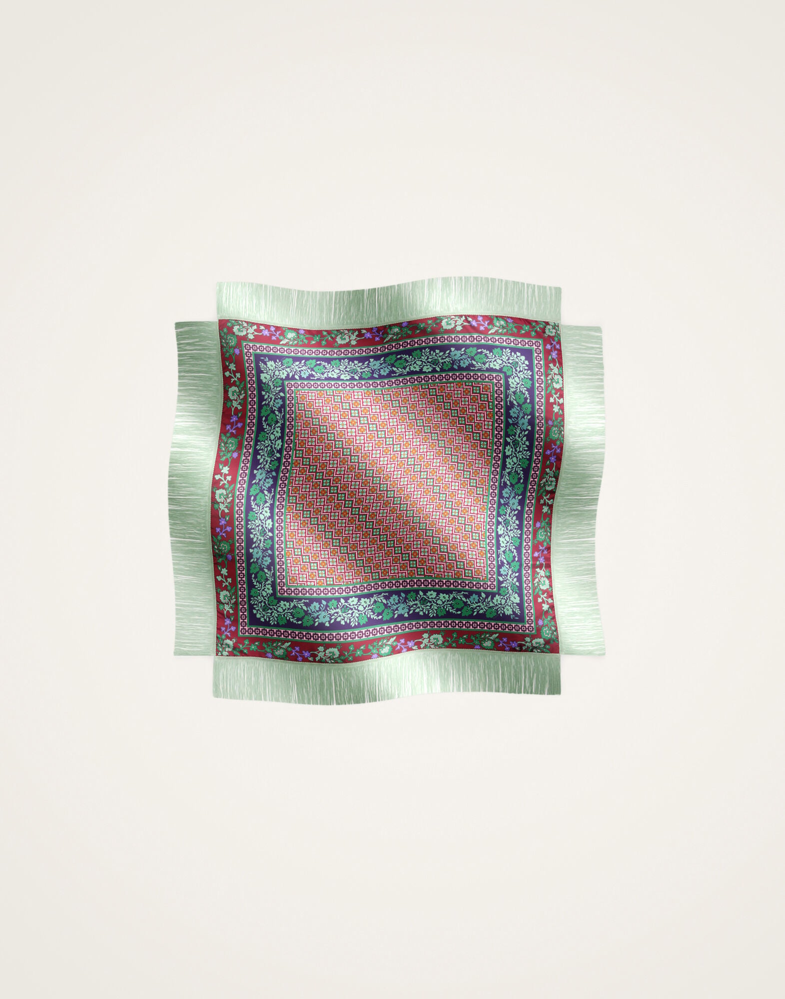 Reversible Fringe Foulard 90 La DoubleJ: Regalia Placée Red Reversible Fringe Foulard 90 La DoubleJ: Regalia Placée Red SCA0073SIL006