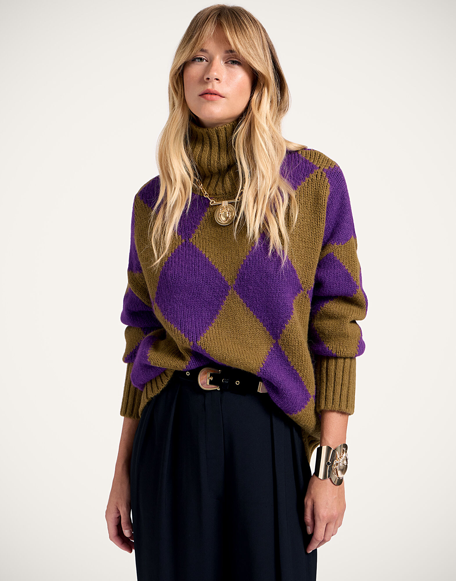 Argyle Sweater La DoubleJ: Green/Purple Argyle Sweater La DoubleJ: Green/Purple PUL0091KNI064