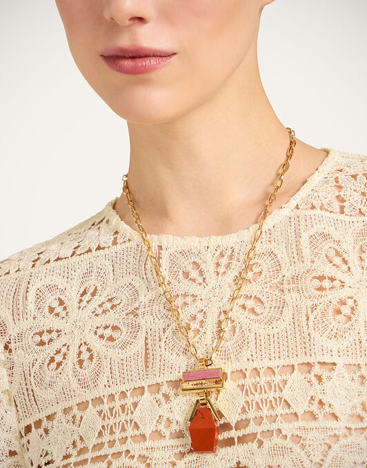 Mini Bridge Portal Necklace La DoubleJ: 24K Gold Plate & Red Jasper Mini Bridge Portal Necklace La DoubleJ: 24K Gold Plate & Red Jasper NEC0050BRA003