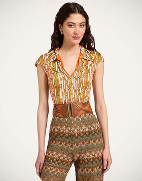 Sleeveless Stretch Polo La DoubleJ: Smarties Orange TOP0208JER082