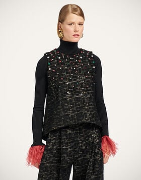 La Scala Top La DoubleJ: Bicolor Black TOP0222WOL040