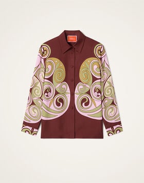 Boy Shirt La DoubleJ: Kells Swirl Placée Burgundy SHI0040SIL026