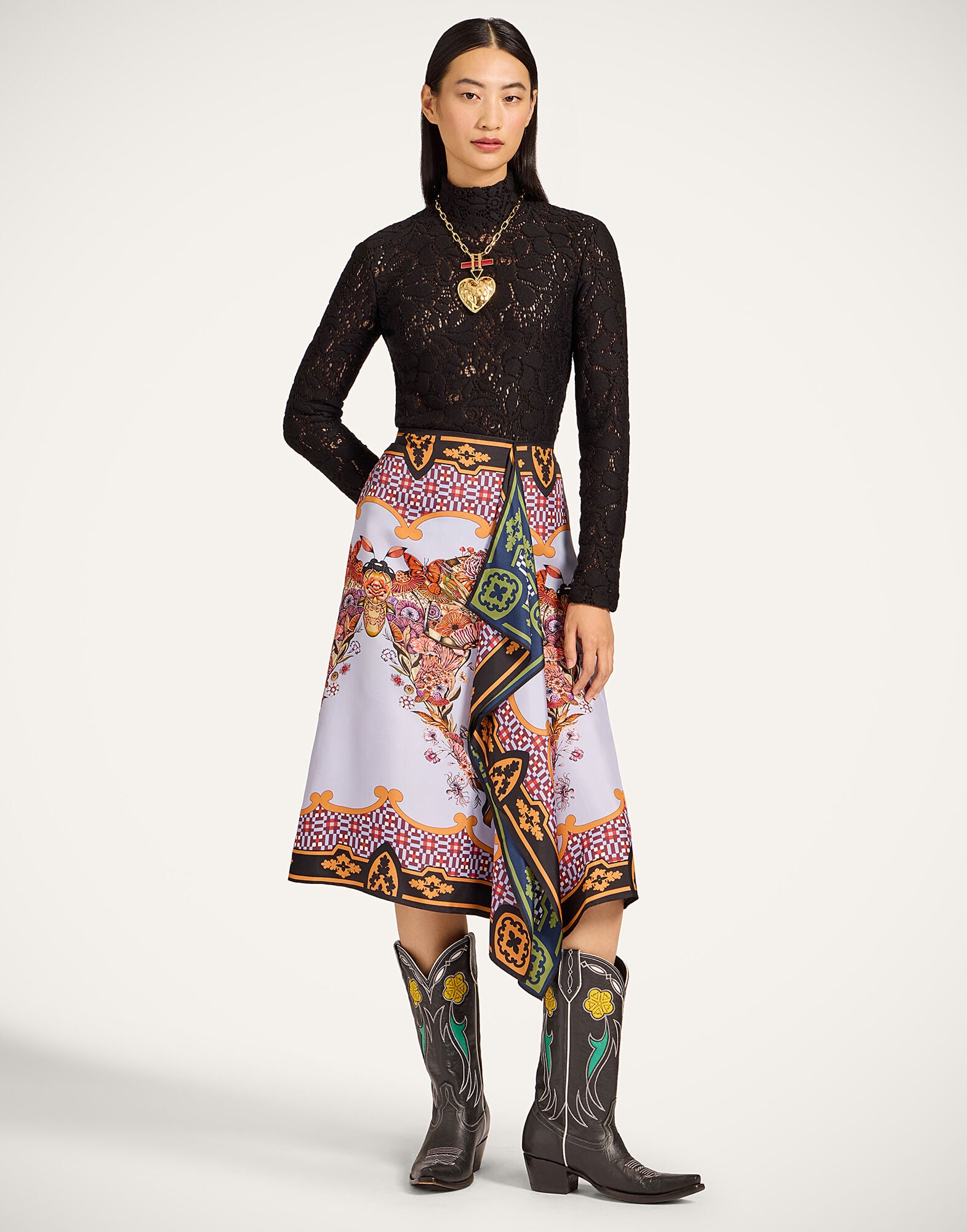 Scarf Skirt La DoubleJ: Mariposa Placée Celeste Scarf Skirt La DoubleJ: Mariposa Placée Celeste SKI0160SIL006