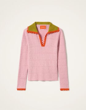 Picket Polo Jumper La DoubleJ: Solid Pink PUL0280KNI154