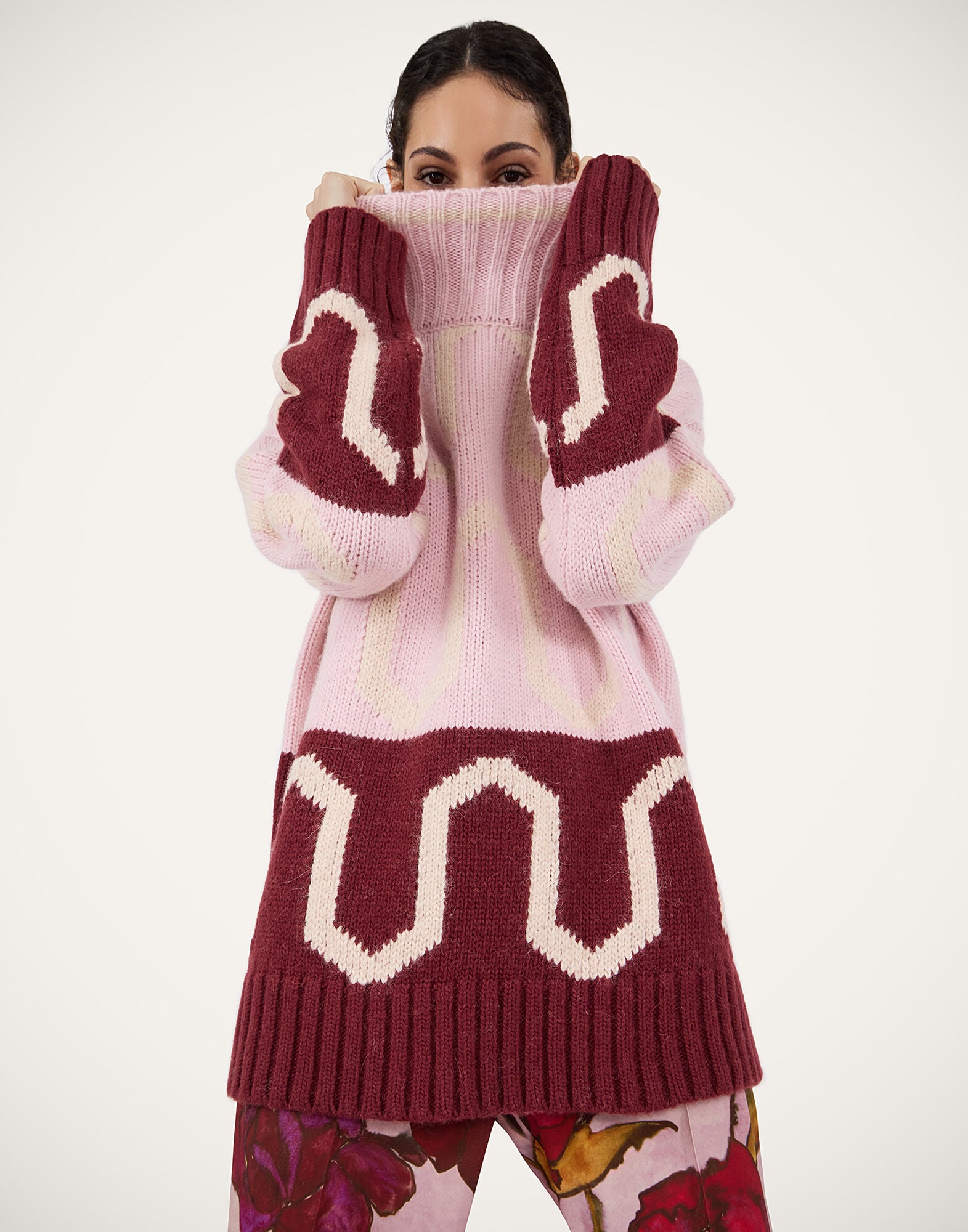 Comber Turtleneck La DoubleJ: Multicolor Pink & Burgundy PUL0225KNI134