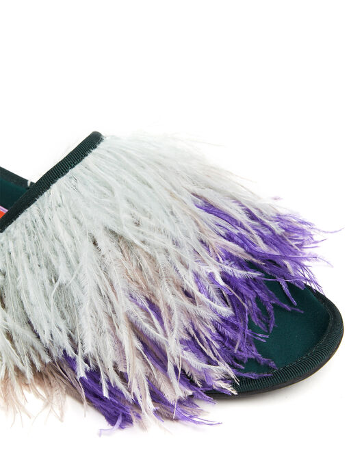 Feather Slippers La DoubleJ: Solid Green SHO0007RAS007