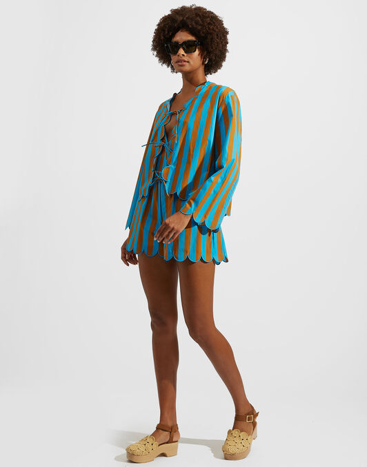 Pull-Up Shorts Embroidered La DoubleJ: Riviera Turchese TRO0083COT039