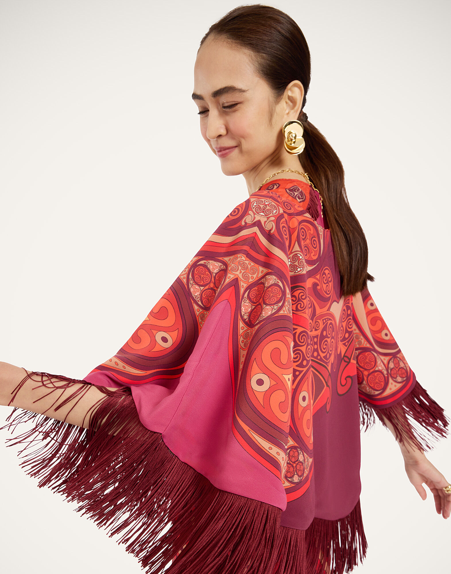 Mini Poncho La DoubleJ: Alchemy Placée Dark Red Mini Poncho La DoubleJ: Alchemy Placée Dark Red SCA0077VIS036