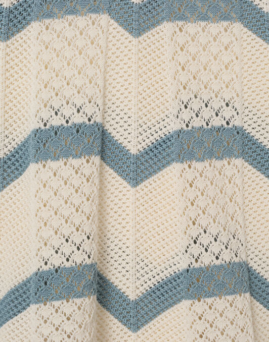 Chevron Crop Sweater La DoubleJ: Color Block Ivory & Blue Chevron Crop Sweater La DoubleJ: Color Block Ivory & Blue PUL0146KNI084