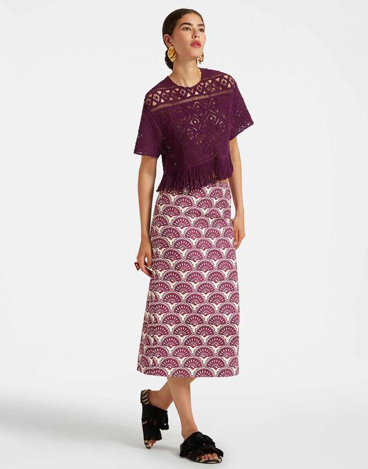 Pencil Skirt La DoubleJ: Fans Purple SKI0011COT005
