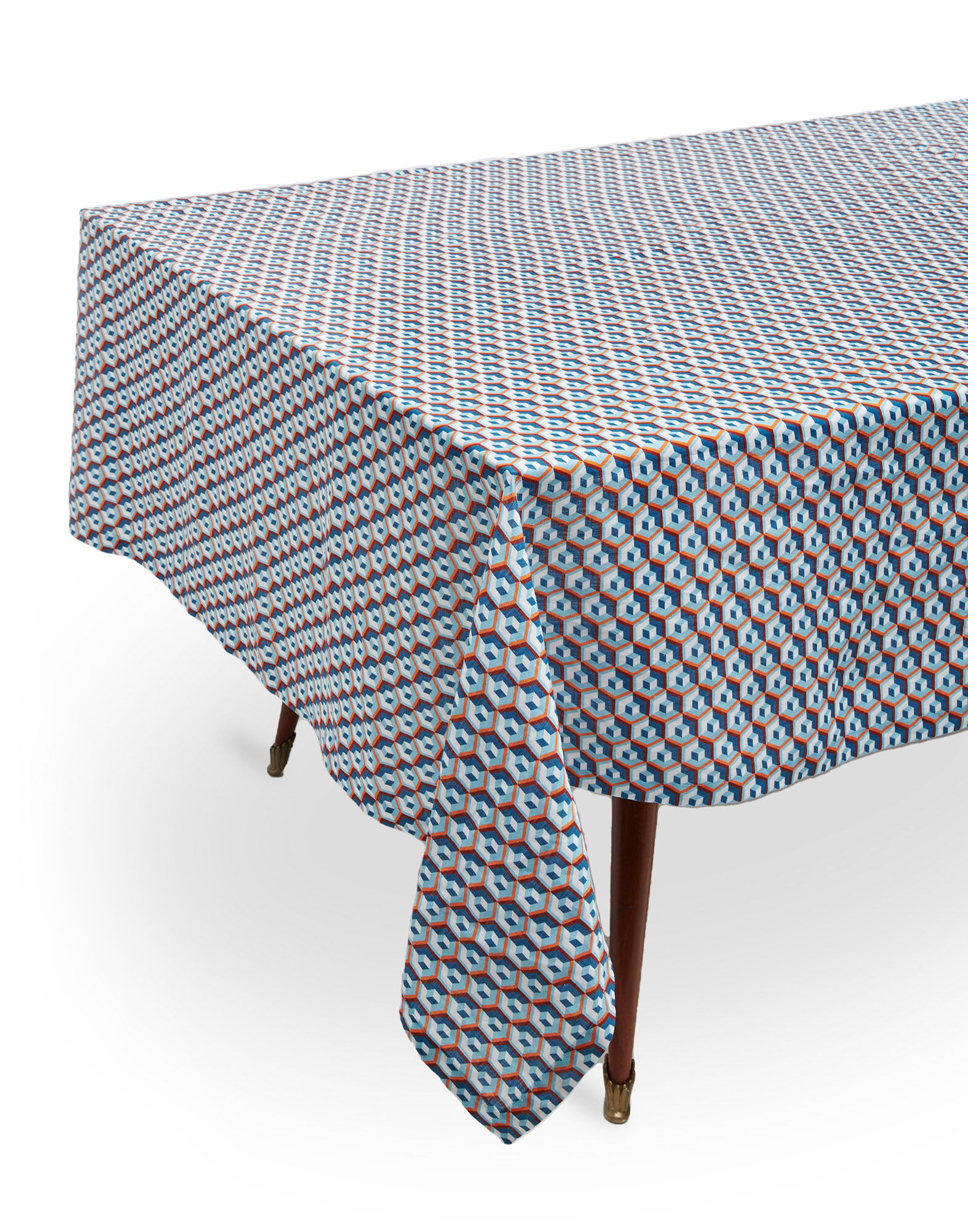 Large Tablecloth (180x350) La DoubleJ: Cubi Blu Large Tablecloth (180x350) La DoubleJ: Cubi Blu TBC0003LIN001