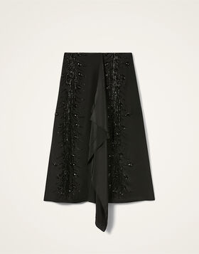 Scarf Skirt La DoubleJ: Solid Black SKI0186EMB146