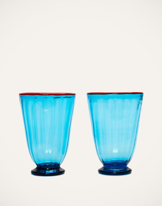 Rainbow Glass Set of 2 La DoubleJ: Turquoise Rainbow Glass Set of 2 La DoubleJ: Turquoise GLA0014MUR001